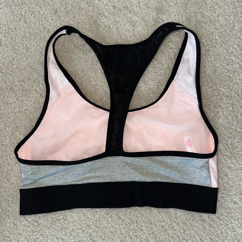 PINK Victoria's Secret Sports Bra Pink and Black Racerback - Picture 2 of 2